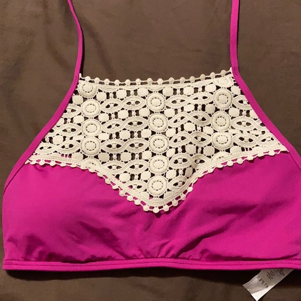 Pink and White bikini top